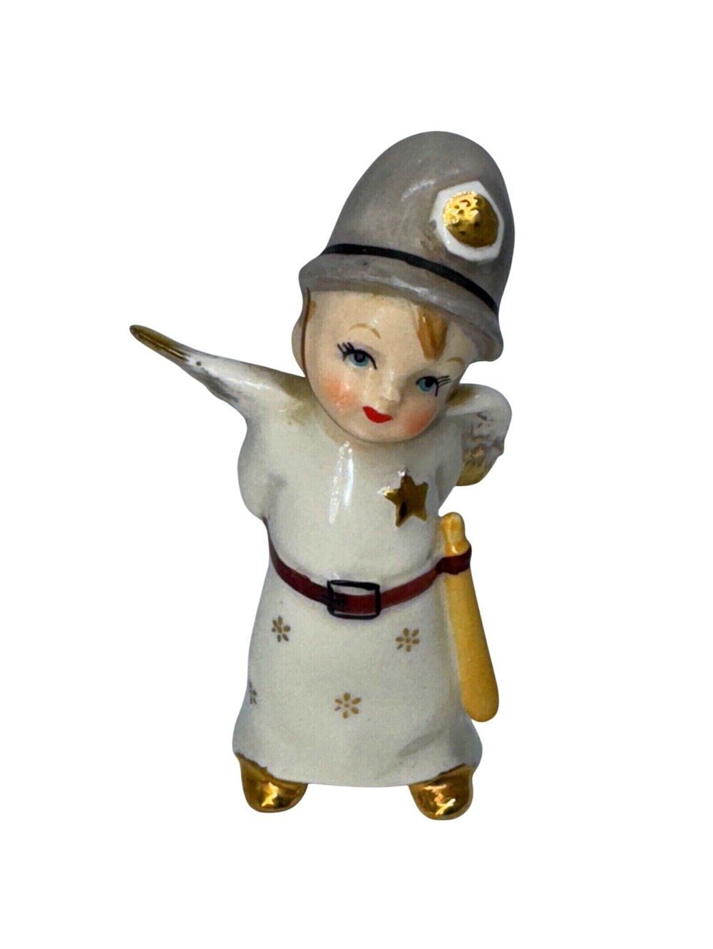Vintage Arnart Japan Ceramic British Police Angel Bobby Policeman Boy Kitschy 4"